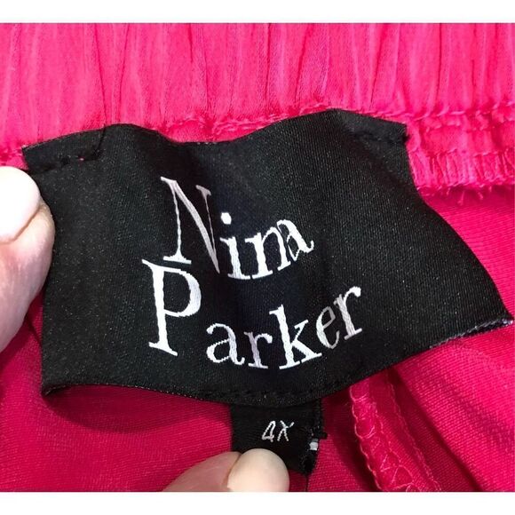 NINA PARKER - L Sz 4X NWT Plus Size Pleated Satin Palazzo Pants in Pink Yarrow. - Picture 11 of 16